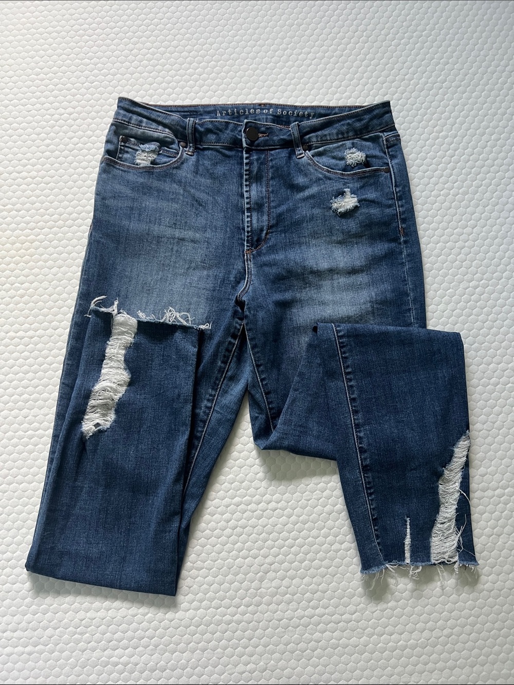Articles Of Society Dark Blue Distressed Women's Skinny Jeans